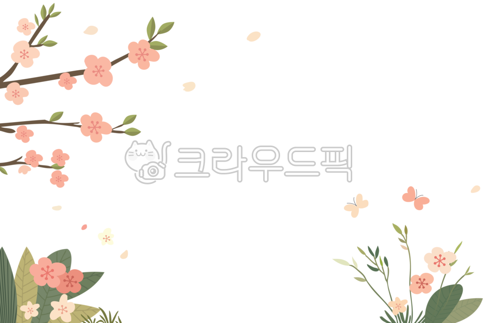 cherry,cherry blossom illustration,Cherry Blossom,plum tree,flower,spring flowers,flower illustration,butterfly,butterfly illustration,plum blossom,flower background,Plum illustration,flower viewing