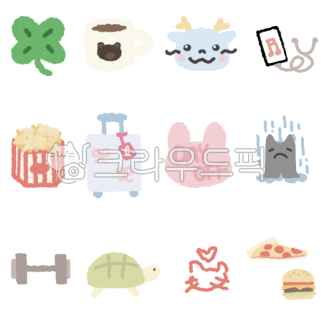 four leaf clover,Decorating a diary,turtle,hand drawing,Good Note,Polaroid decoration,diary,Dakku,cute picture,2024 Diary,rabbit,drawing,Polkku,blue dragon,travel