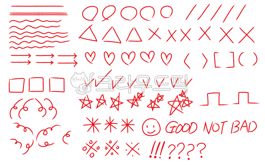 빨간펜,밑줄,연필,펜글씨,색연필,별,원형,채점,강조,캘리그라피,세모,괄호,수정,체크,기호,화살표,돼지꼬리,라인,편집소스,교정,필기,colorpencil,starlighting,circle,writing,redpen,symbol,calligraphy,graphic,editingsource,vector,handwriting,arrow,scissors