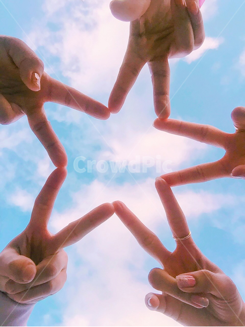 별,star,별모양손,손가락,finger,하늘,sky,친구,우정,friendship,companion
