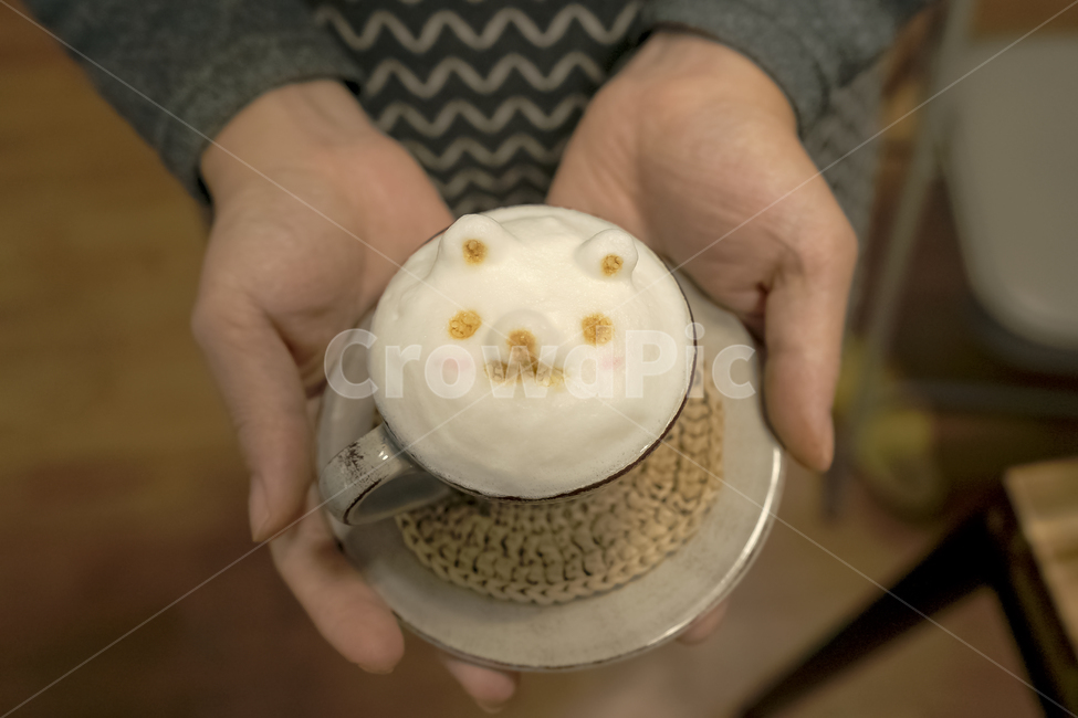 커피,라떼아트,곰돌이,coffee,latteart,컵,손,사람,인물,인간,human,person,신체일부,몸,body,커피,카페,coffee,cafe