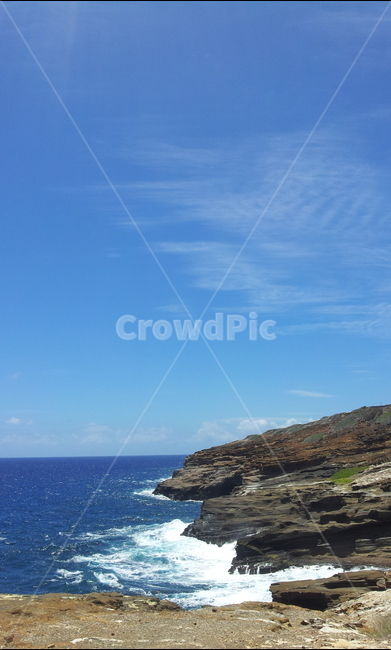 하와이,바다,푸른바다,하늘,구름,자연,경관,경치,hawaii,파도,새파란