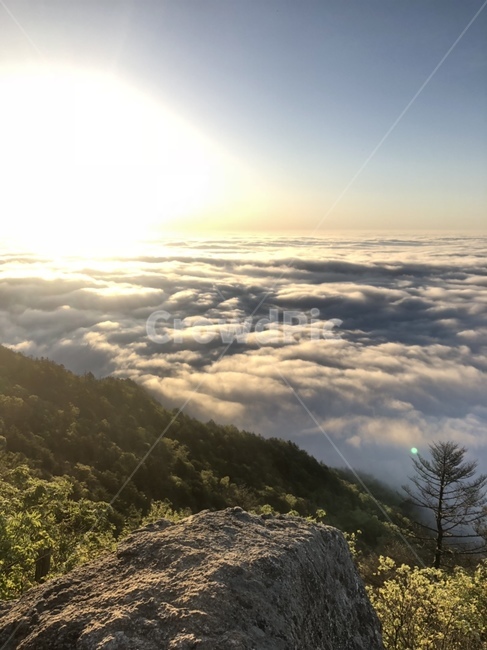 하늘,정상,구름,산,풍경,일출