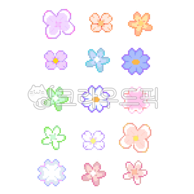 8 bit,Cherry Blossom,pixelart,sticker,Good Note,dot,retro,flower,8bit,diary,Dakku,Dakku Sticker,flower illustration,pixel