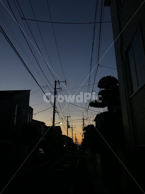 일몰,노을,오후,자연,하늘,그라데이션,sky,sunset,전깃줄,대비,그림자,파랑,노랑,주황,남색,검정,nature,shadow,blue,yellow,orange,black,gradation,sentimental,sentimentalphoto,감성,감성사진,전봇대