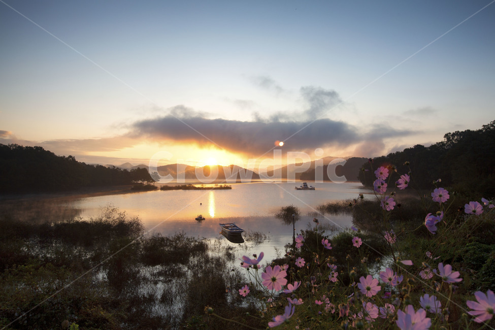 flare,nature,물,light,일출,호수,자연,풍경,nature,landscape
