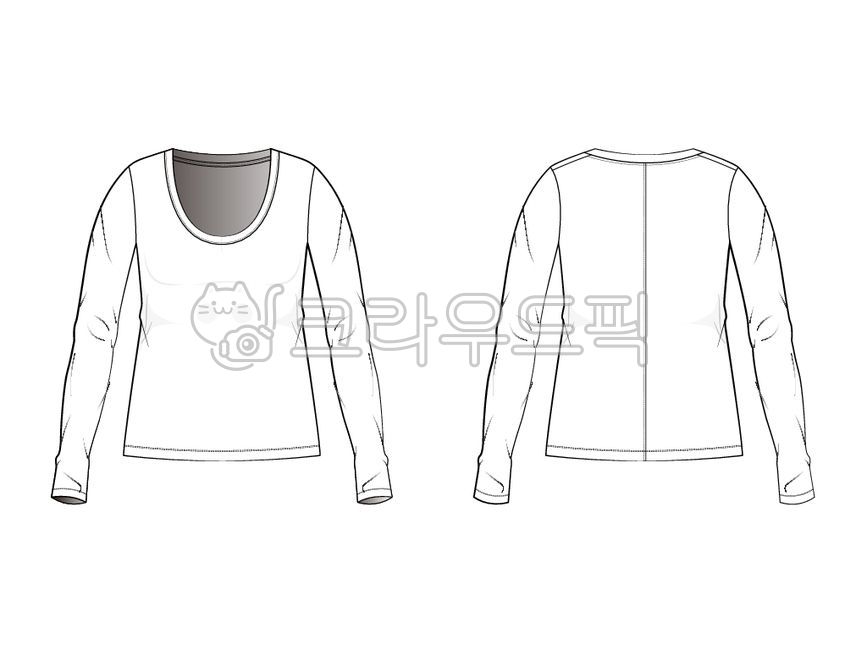 Clothing schematic drawing,Deep neck diagramming,long sleeve diagram,schematic,deep neck,Tshirt diagram
