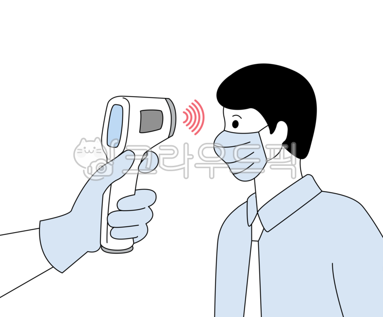 체온측정,코로나,체온,마스크,비접촉,비접촉체온계,체온계,온도,온도계,넥타이,발열,발열체크,바이러스,캐릭터,일러스트,드로잉,디자인,핸드드로잉,직장인,회사,business,office,workplace,company,work