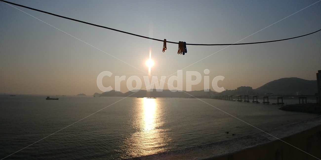 부산,흰여울문화마을,노을,바다,빨랫줄,감성