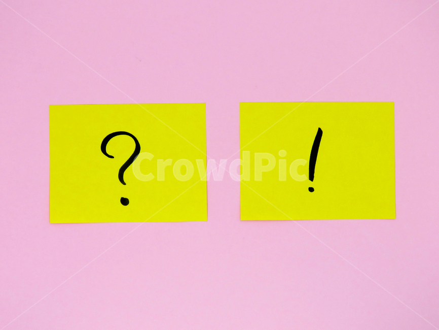 question,Pink background color,Special Characters,handwriting,sign,special code,note paper,Exclamation mark,postit,questionmark,exclamationmark,question mark