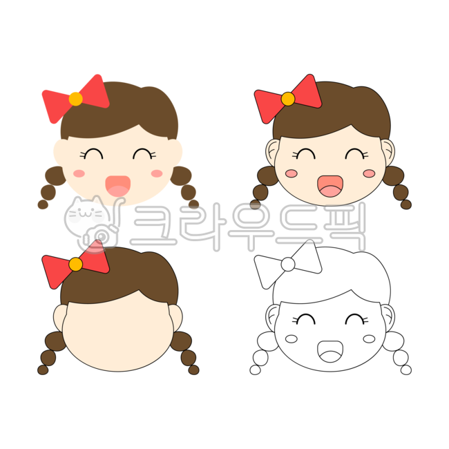 여아,여자아이,여자,여자얼굴,얼굴,사람,사람얼굴,여아얼굴,어린이,유아,여아캐릭터,아이,웃는표정,표정,리본,양갈래머리