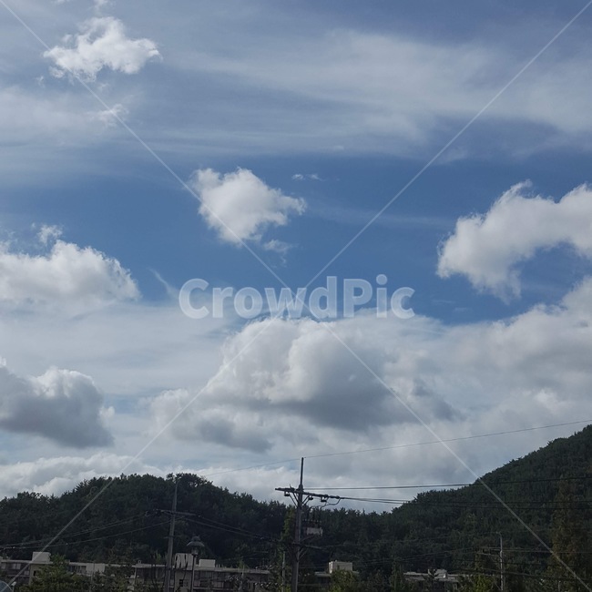 구름,하늘,파랑색,산,하늘색