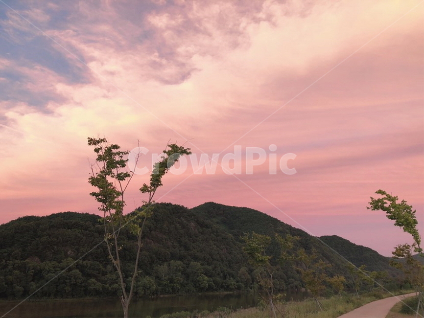 노을,풍경,자연,산,강,산책로,자연,풍경,nature,landscape,outdoors,옥외