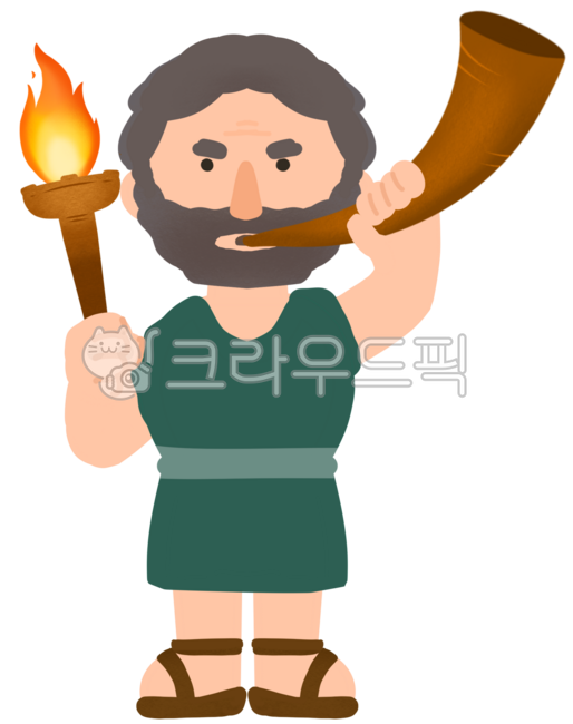 뿔나팔,나팔,이스라엘사람,기드온,용사,성경인물,성경요소,횟불,불,불꽃,도구,문명,불빛,빛