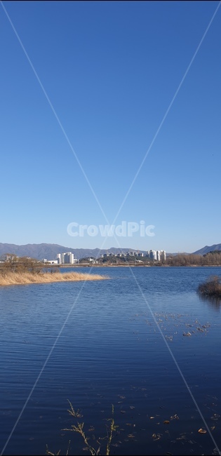 춘천,강변,호수,풍경,자연