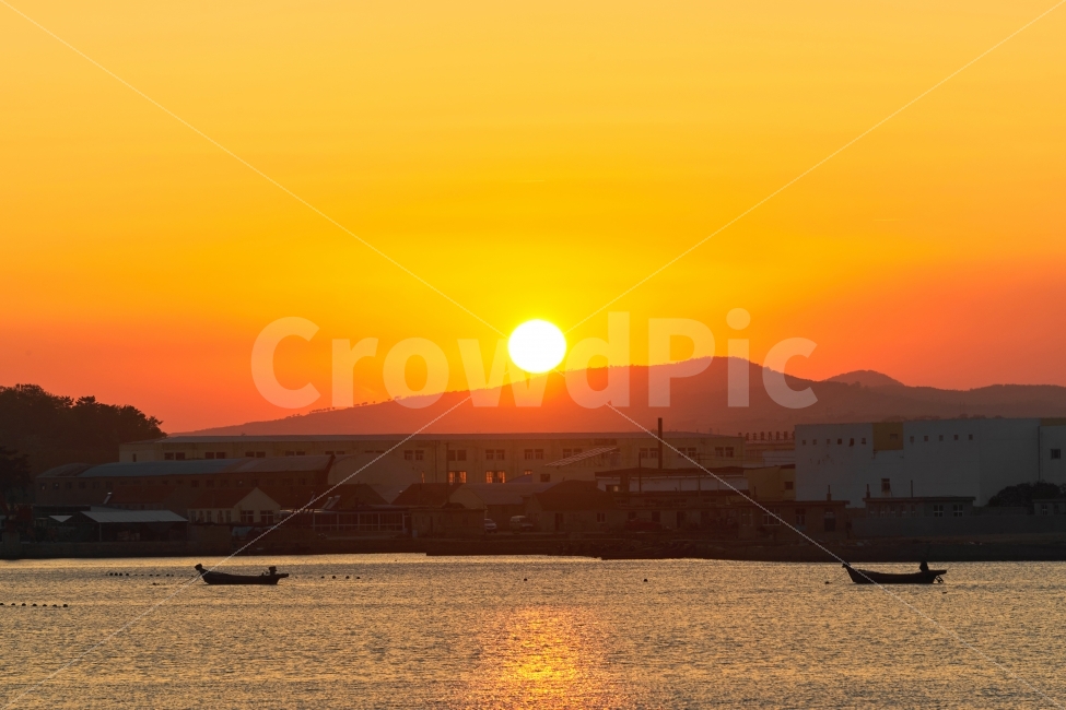 노을,배,실루엣,영성,중국,자연,풍경,nature,landscape,시골,마을,country,rural,town