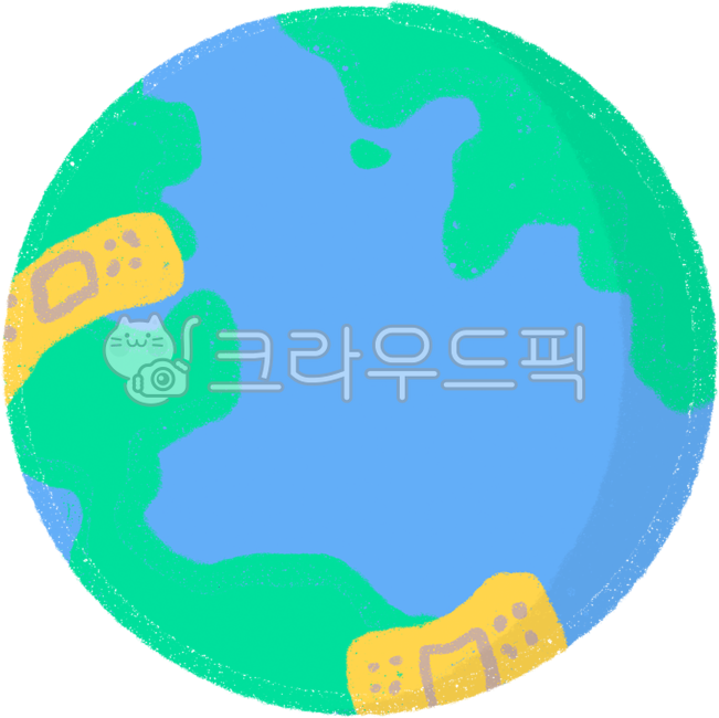 환경,환경오염,일러스트,환경일러스트,손그림,색연필,스티커,환경도안,지구,반창고,밴드