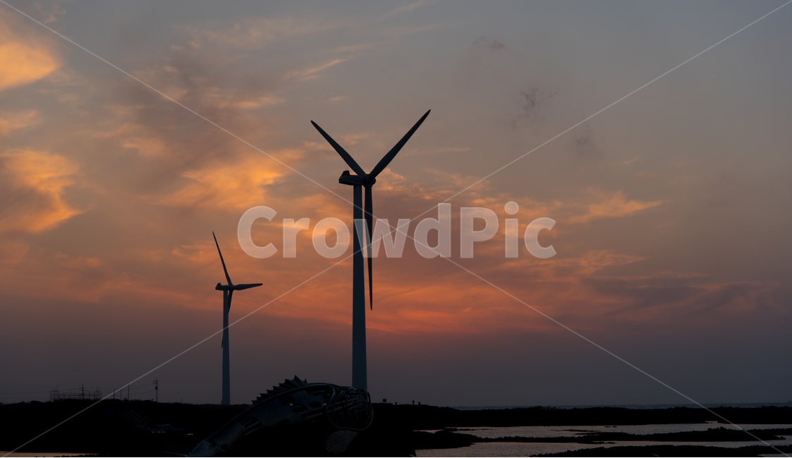 제주도,일몰,풍력발전,바다,풍경,실루엣,그림자,silhouette,shadow,산업,industry,industrial,에너지산업,energy industry,machine,기계,engine,엔진,motor,모터