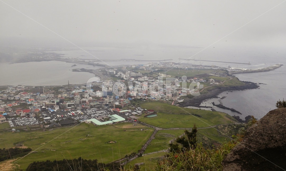 제주도,성산일출봉,마을,경치,흐림