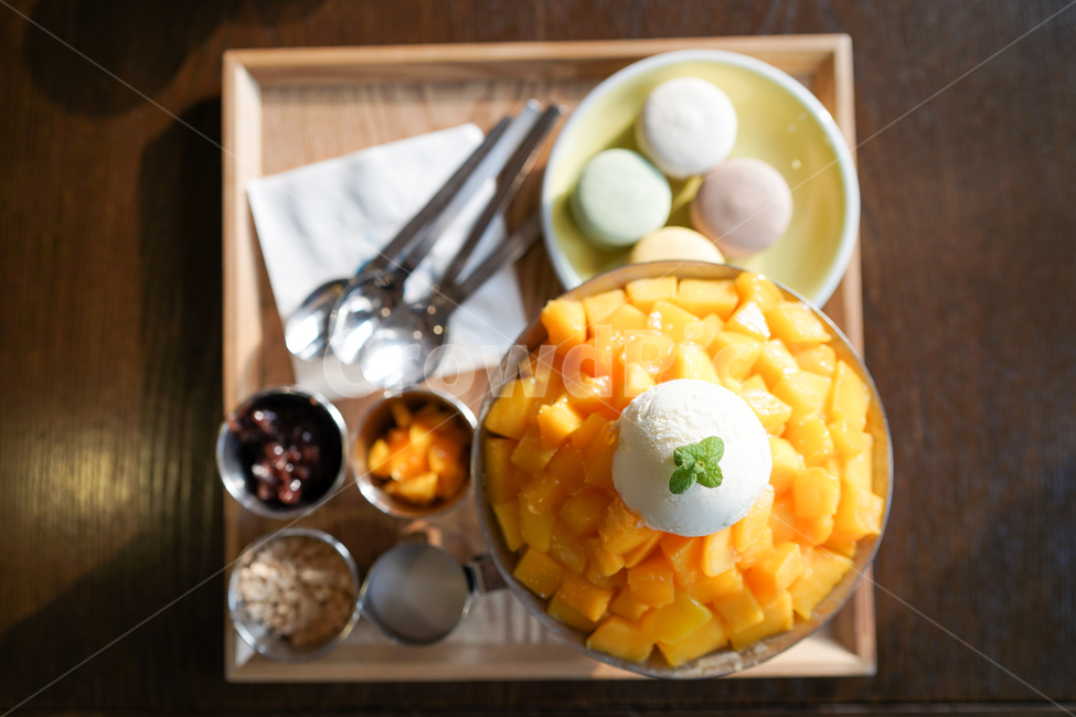 mango shaved ice,Apple Mango Bingsu,restaurant,summer shaved ice,fresh,delicious,food,summer,cool food