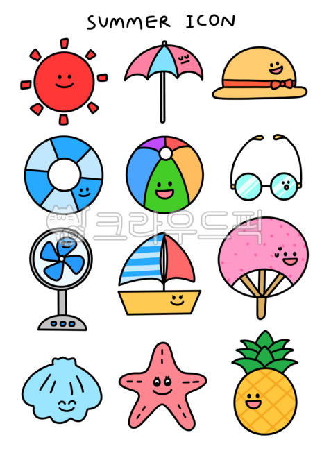 Summer,icon,line drawing,season,sticker,expression,expression icon,expression illustration,swimming,sea,parasol,hat,straw hat,straw,tube,ball,glasses,sunglasses,fan,yacht,ship,fan,shell,starfish,star,pineapple,baby,cute,simple,