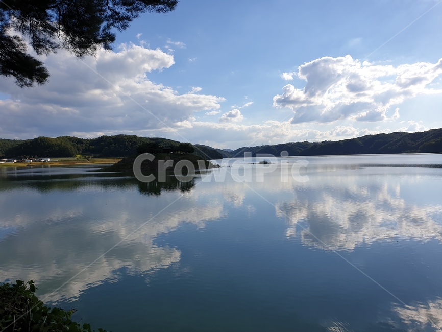 잔잔한,구름,하늘,고요,평온,풍경,day,낮,사색,힐링,호수,lake