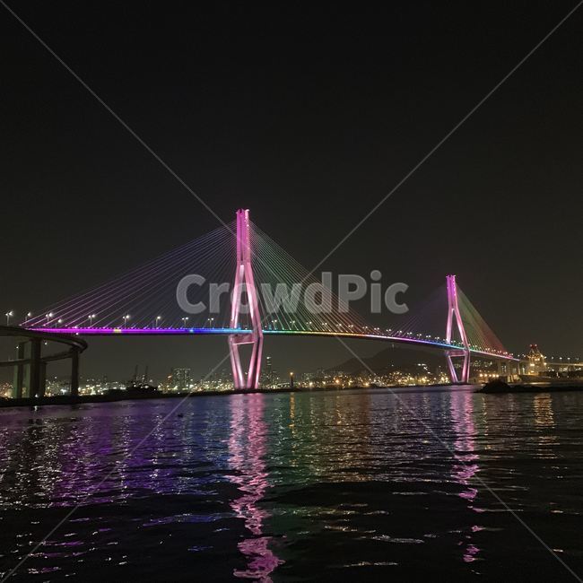 바다,밤바다,야경,다리,대교,무지개,sea,항구,풍경,경치
