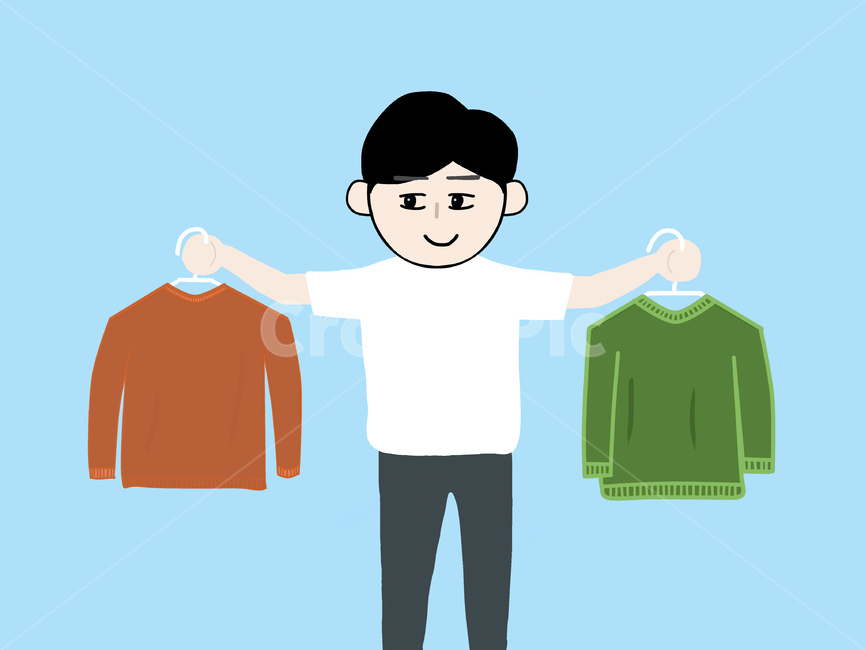 의류,clothing,apparel,sleeve,의복,선택,고민,일러스트