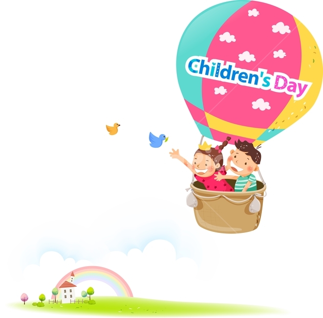 Field,rainbow,character,hot air balloon,children,person,background,sight,illustration,event,Childrens Day,calligraphy