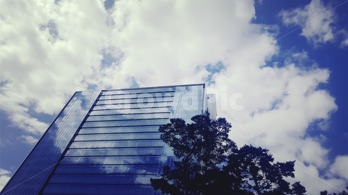 reflection,banister,난간,officebuilding,사무실건물,building,건물,하늘,푸른하늘,sky,반영,옥외,파란하늘,구름,cloud