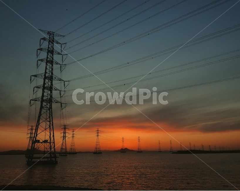 서해,노을,sunset,전기,electricity,바다,sea,에너지산업,energy industry