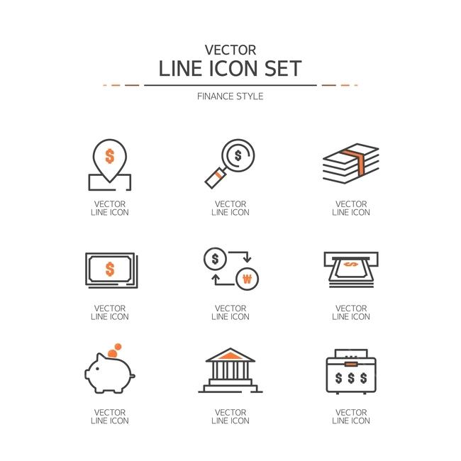 line icon,banknote,bank,piggy bank,simple icon,magnifying glass,Icon,atm,pictogram,dollar