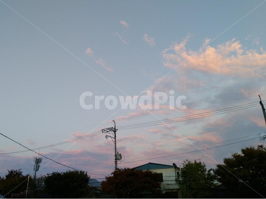 노을,전봇대,하늘,풍경,sky,분홍,구름