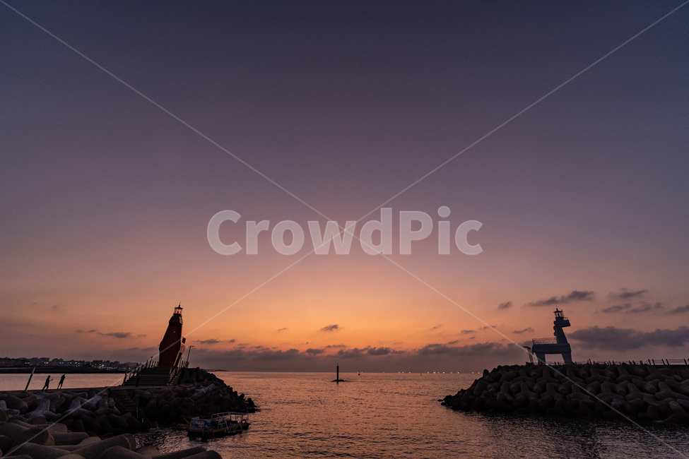 breakwater,lighthouse,Jeju,Lighthouse,Iho Beach,sea,horse lighthouse,beacon,ocean,jeju,sunset,sight,Wharf,tower