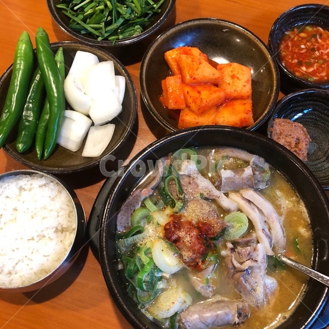 meal,식사,food,음식,dish,요리,순대국,국밥,한상차림,한식,순댓국,깍두기,고추,공기밥