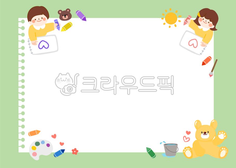 미술,미술시간,어린이집,유치원,크레파스,스케치북,아이콘,꾸미기,데코,곰곰인형,색,물감,붓,귀여운,남자아이,여자아이,사람,어린이