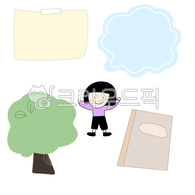 child,tree,memo,hand drawing,cute illustration,note