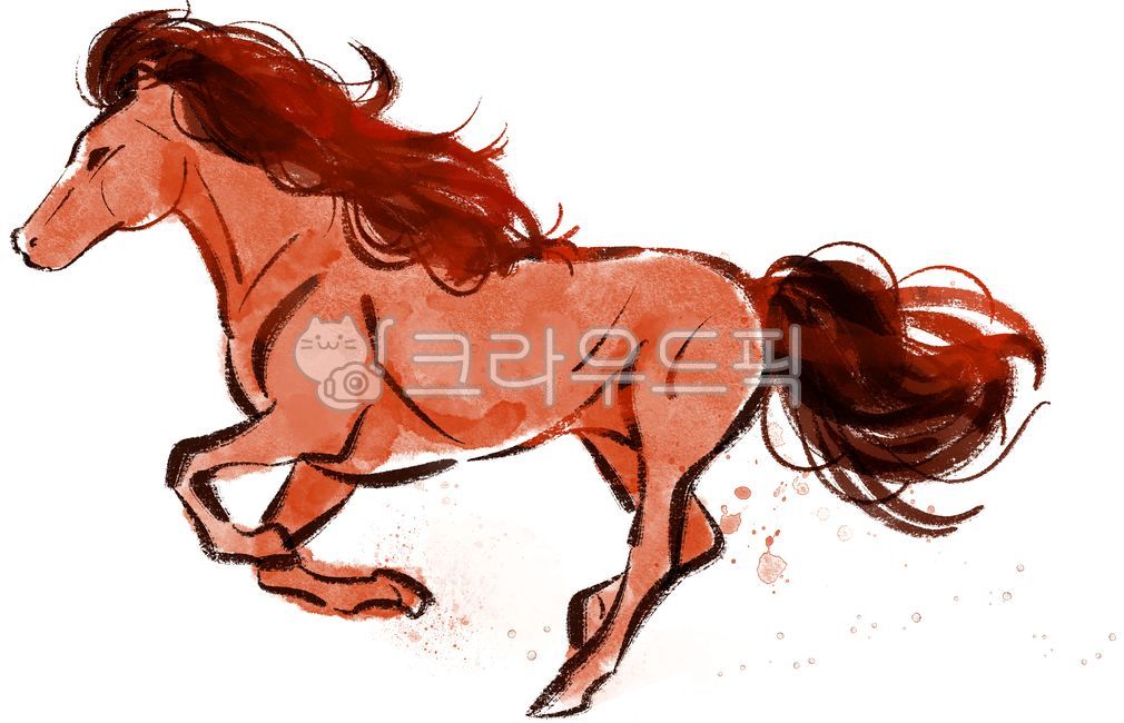 빨간말,말,빨간말의해,병오,병오년,동물,포유류,일러스트,드로잉,수채화,red,horse