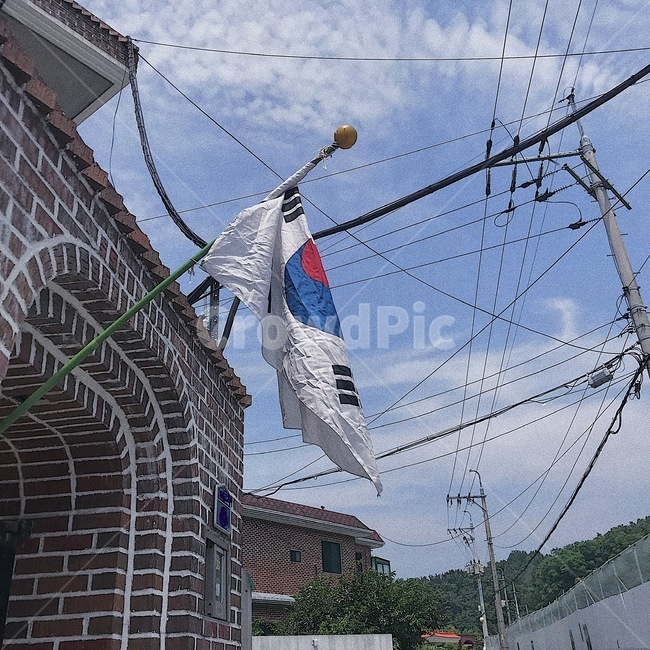 여름,전봇대,산,하늘,구름