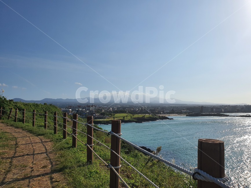 하늘,바다,제주도,우도,날씨,구름,힐링,배경,난간,banister,handrail,railing