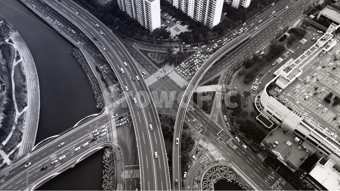 부산,교차로,도시풍경,도시,건축,건축물,광안리,복잡,도로,교통체증,흑백,모노톤,monochrome,black and white,교통,교통수단,traffic,transportation
