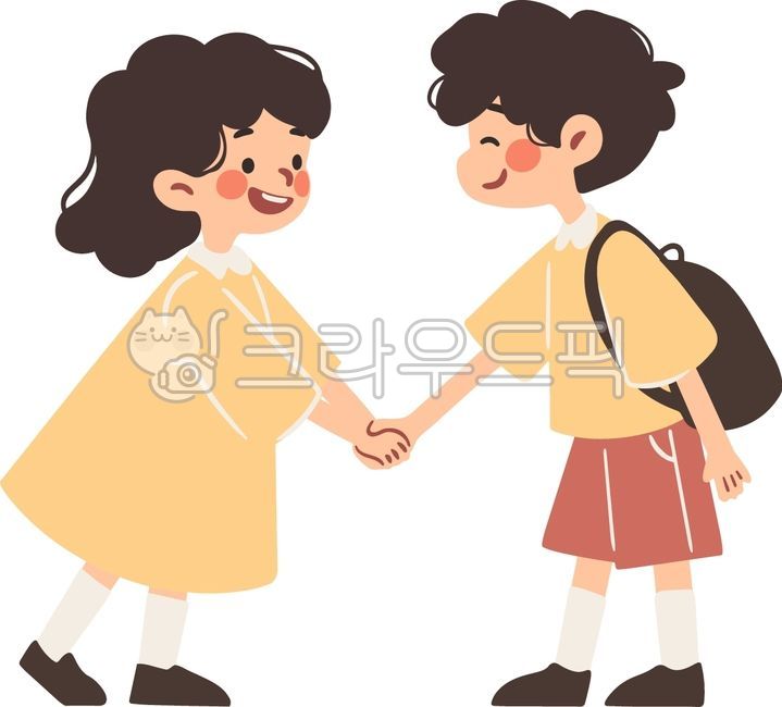 인사,친구,친구일러스트,악수,인사하는캐릭터,인사하는친구,아이,어린이,초등학생,어린이캐릭터,어린이일러스트,친구캐릭터,여자아이,남자아이,사람캐릭터,벡터