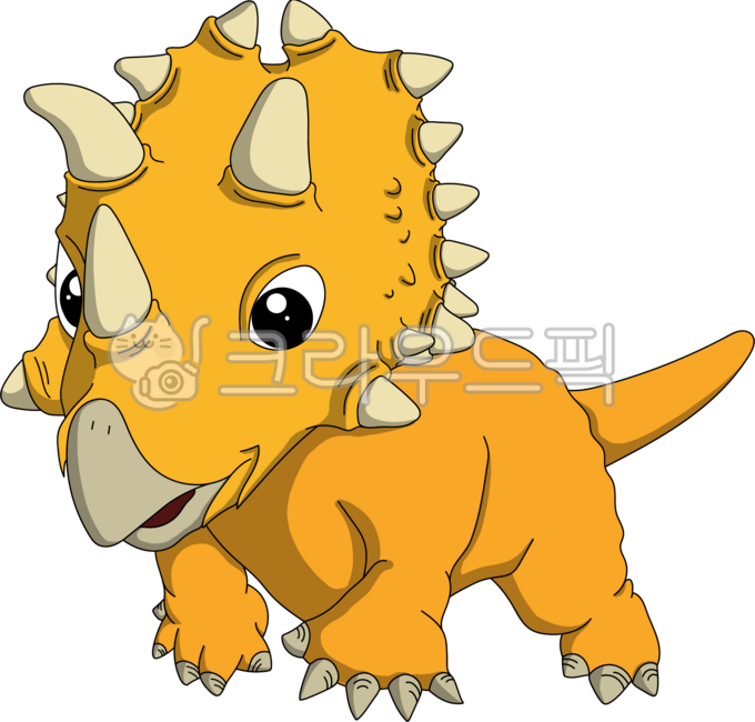 공룡,다이노소어,동물,pentaceratops,펜타케라톱스,노랑,옐로우,뿔,초식성,일러스트,클립아트,디자인,그래픽,귀여운,멸종,중생대,고생대,쥬라기,원시,파충류,다이노,백악기,캐릭터
