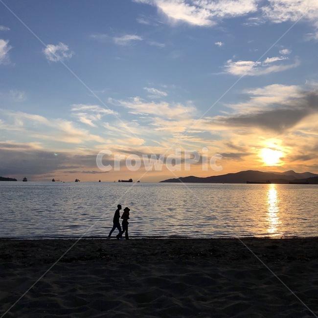 해변,바다,노을,모래사장,노을하늘
