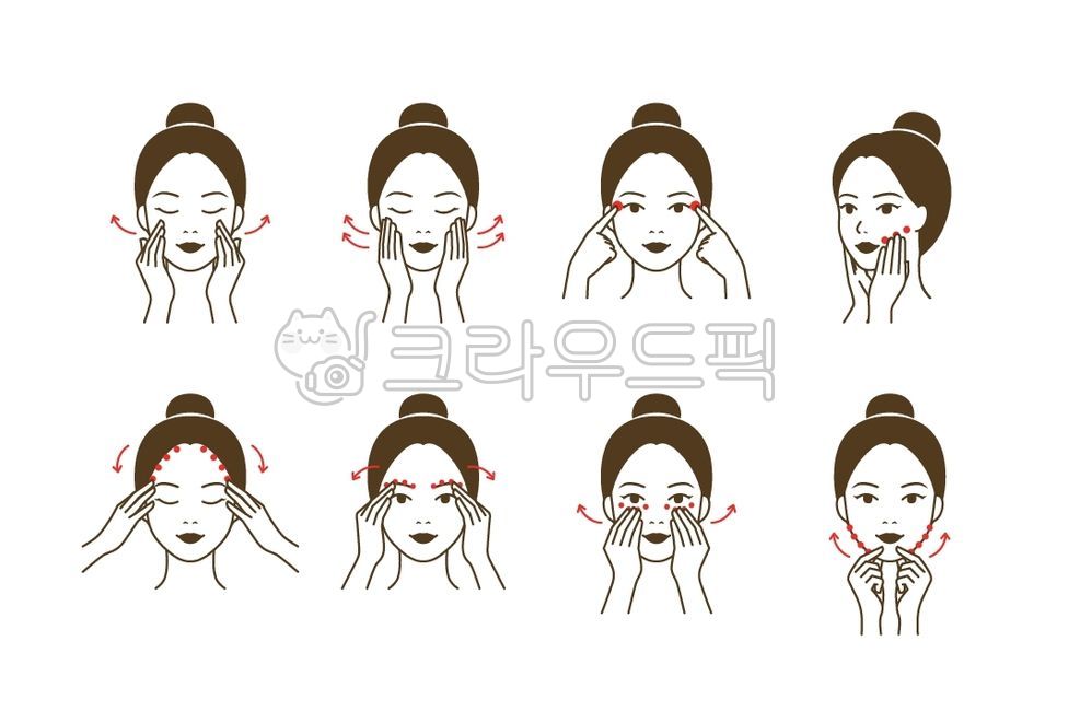 지압,마사지,괄사,혈자리,경락,림프,손,자세,스킨케어,뷰티,피부,미용,관리,코스메틱,피부관리,예쁜,아름다운,여자,여성,인물,캐릭터,일러스트,그래픽,아이콘,라인일러스트,라인,흑백,단색,얼굴,사람,머리