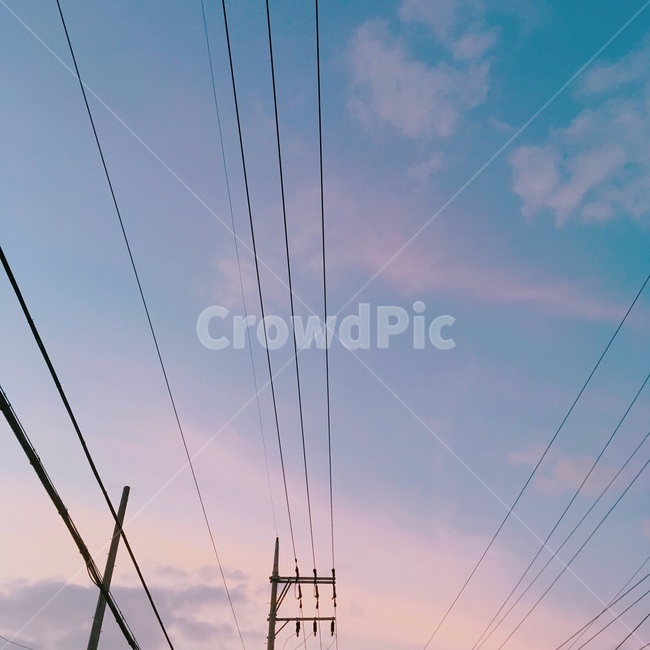 하늘,분홍,노을,보라,전깃줄,전봇대,구름,예쁜,자연,풍경,nature,landscape
