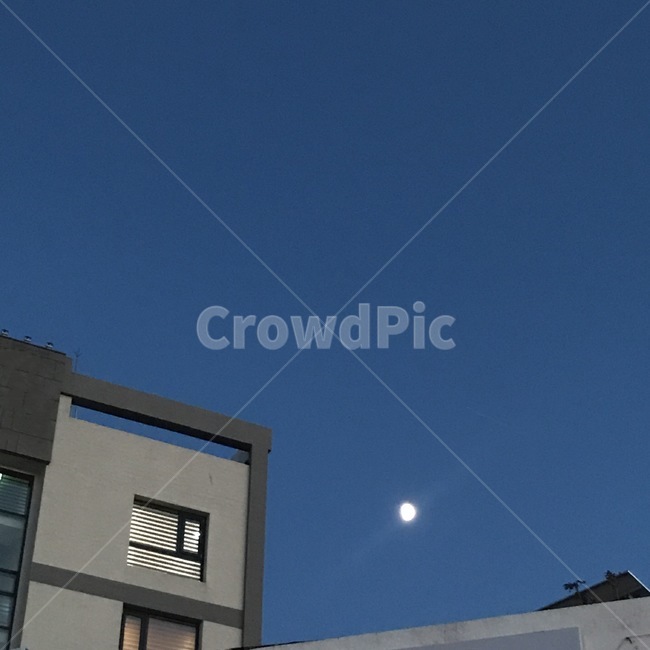 파란색,달,하늘,맑음,moon,건물,야경,밤,풍경,nightscape,night,landscape