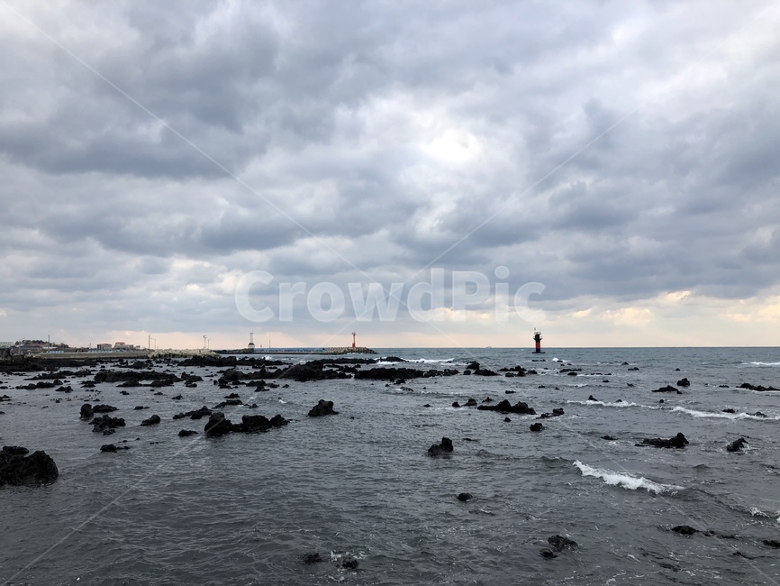 제주,바다,흐림,풍경,애월,구름,하늘,제주도,등대