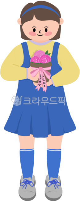 Carnation,flowerpot gift,I love you,mom and dad,thank you card,expression of emotion,front pose,children's day,parents' day,girl character,family gift,child,flower gift,ribbon message,short hair child,filial piety,flower illustrati