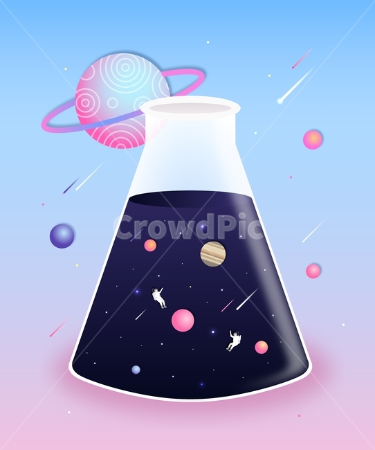 플라스크,별똥별,우주,행성,태양계,일러스트,공상과학,그래픽,일러스트레이션,graphic,illustration